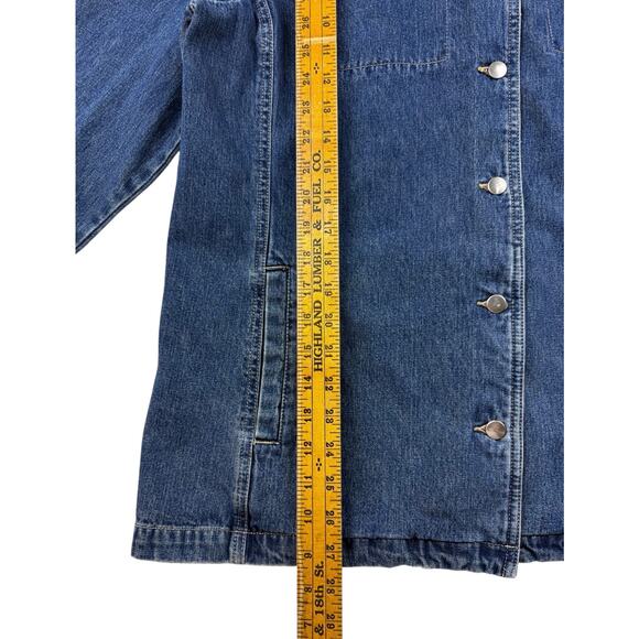 Field Gear Denim Chore Barn Coat Womens Large Blue Denim 90s Cotton Jean Jacket - Picture 7 of 7